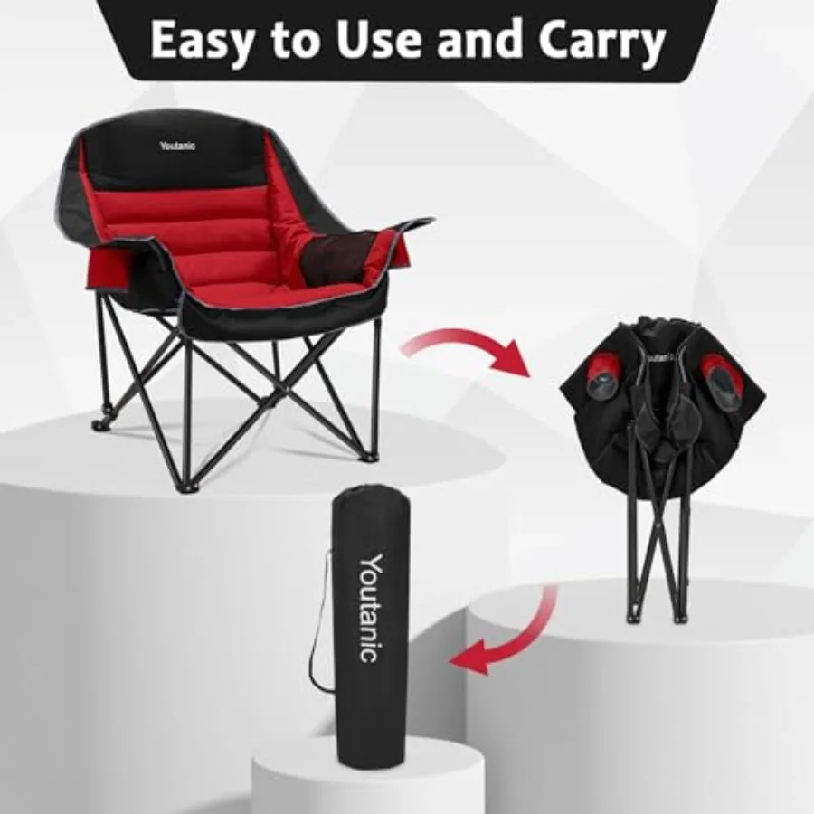 Oversized Portable Folding Camping Chair with Side Pocket Cup Holder and Carry Bag for Outdoor Adventures: Ideal for Adults Dur #6
