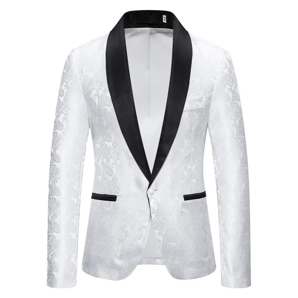 Red Cashew Flower Blazer Jacket Men's Wedding Party Dress  White Blue Black Blazers S M L XL XXL