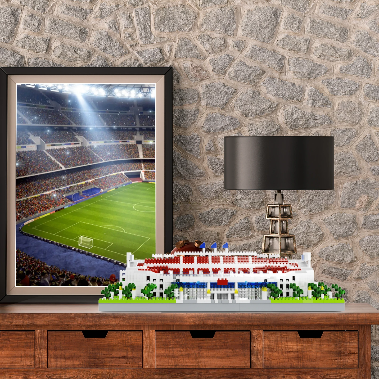 Barcelona Soccer Stadium Micro Blocks Building Sets Mini Bricks Architecture Building Block Toys for Adults Football Field Gift