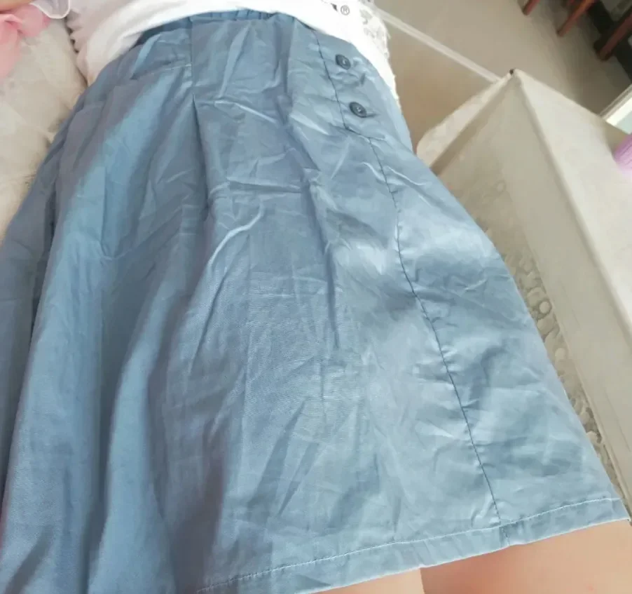 Kids Girls Cotton Skirts Mid-Length Summer Skirts Princess Blue Khaki Skirts 2024 Teenage Girls Casual Skirt With Pocket