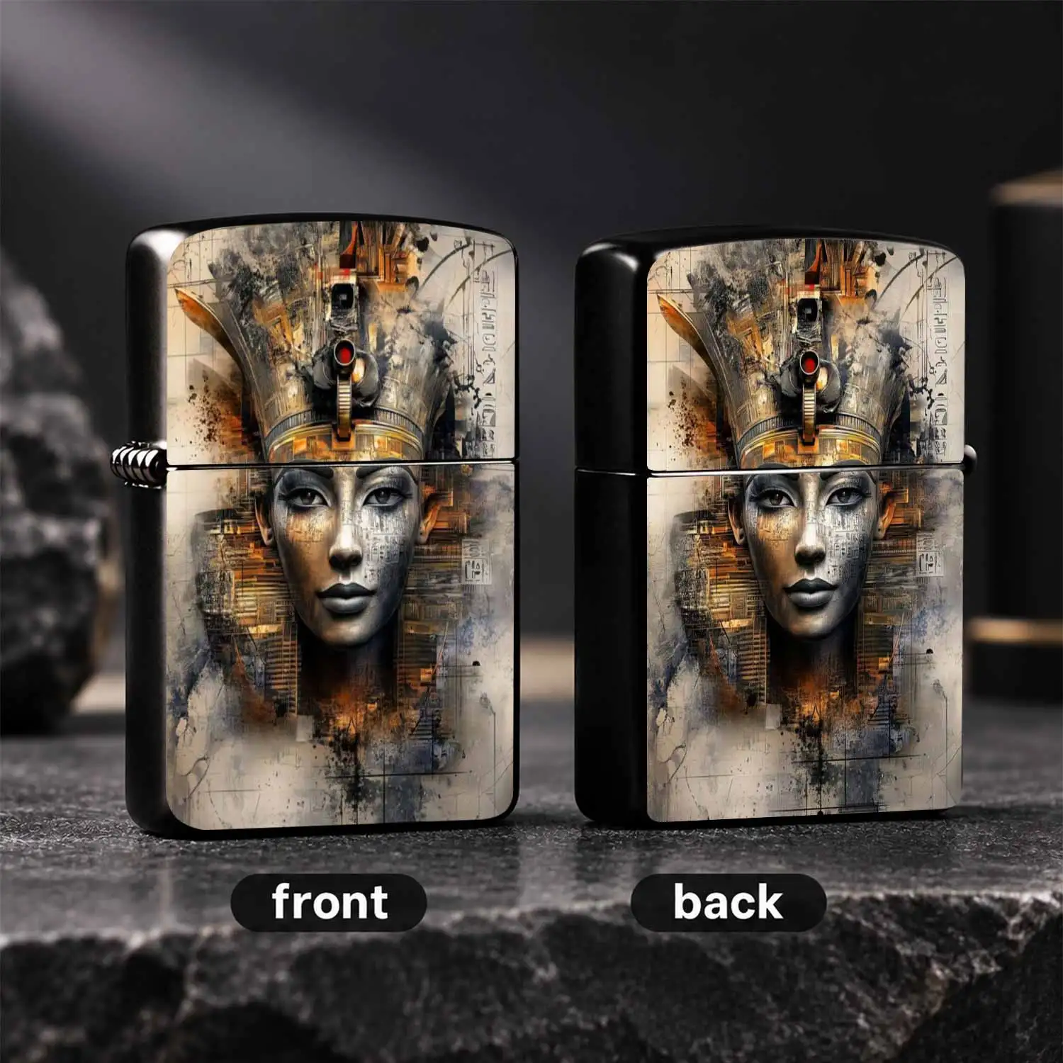 Vintage Art Egyptian Pharaoh Themed Portable Lighter, Creative Ancient Civilization Pattern Art Print Daily Use Ignition Tool, Atmospheric Trendy Collectible Ornament, Multi-Scenario Practical Item For Outdoor Daily Use, Unique Exquisite Gi