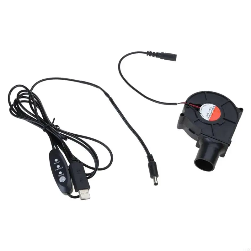 L8RC Cooling USB Blower Fan 5V USB Air Blower Fans BBQ Blower with 3 Gear Adjustable Speed Brushless Cooling Fan