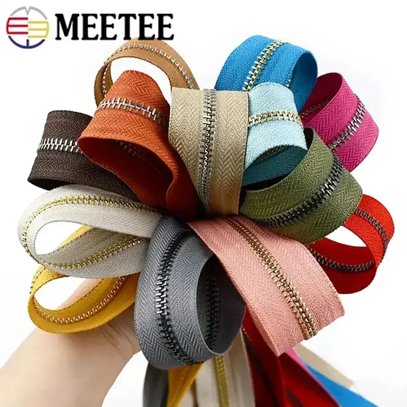 

Meetee 1/2Y 5# Metal Zipper for Bag Jacket Zip Clothes Sewing Zips Repair Kit Continuous Zippers Roll Closures Accessories