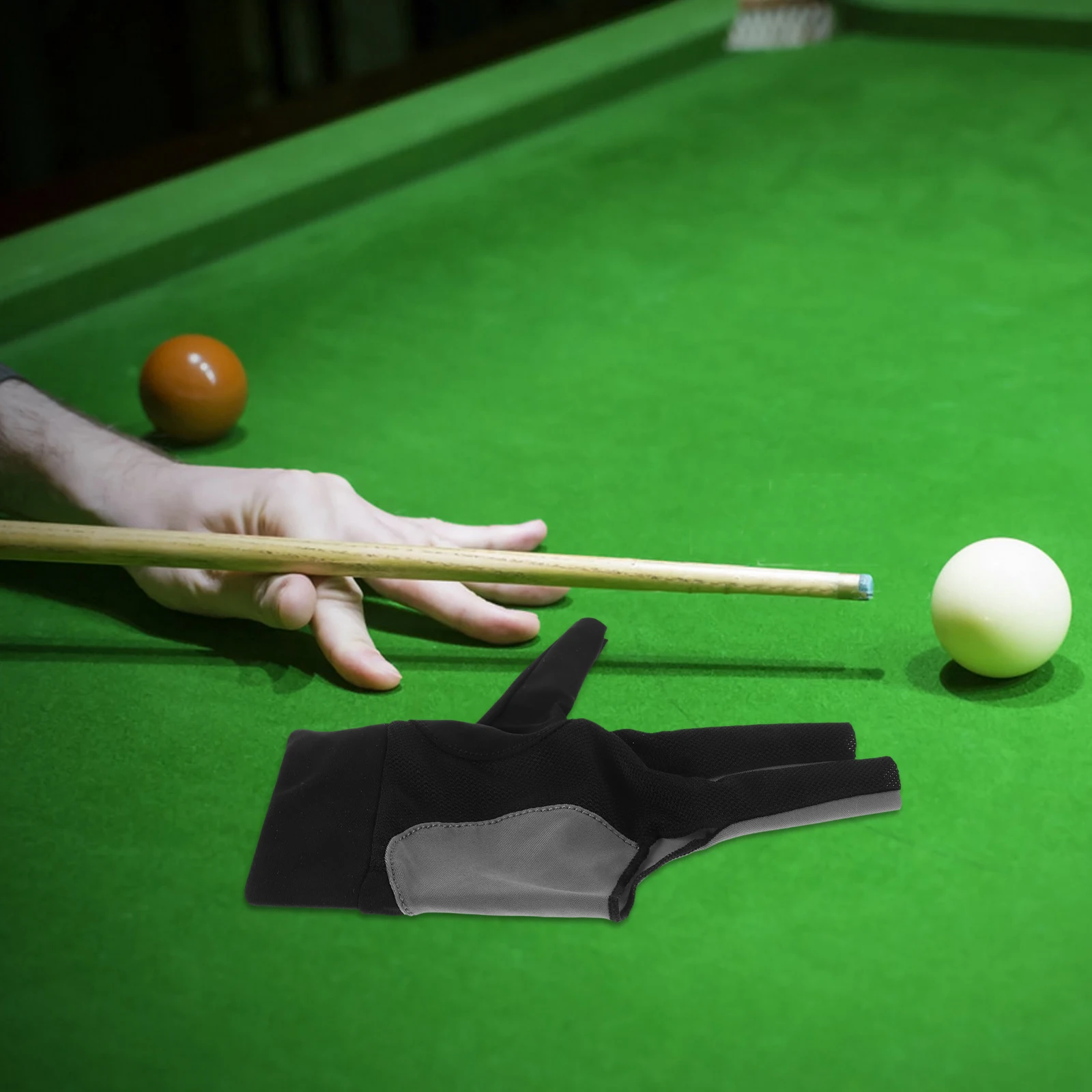 

2pcs Billiard Gloves Breathable Men Women Polyester Elastic Pool Gloves Wear Resistant Three Fingers Showing Glove For
