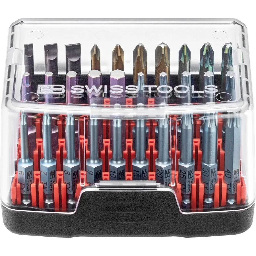 PB Swiss Tools PB E6.790 BB 30PCS E6 Ultra-Fine Micro PrecisionBits Set with Hard BitBox Multifunction Bit Set