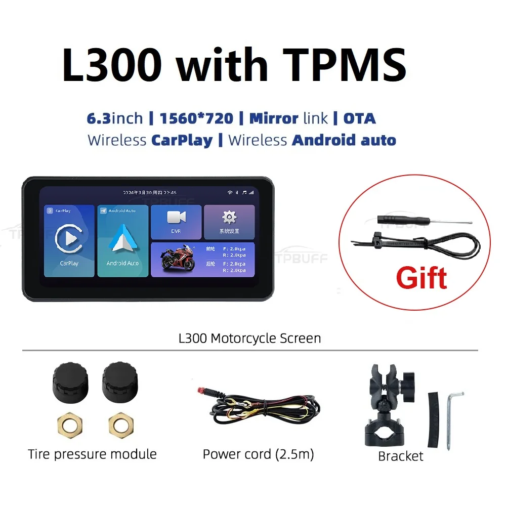 L300 6,3 inch IPS touchscreen motorfiets Carplay Moto navigatie Android Auto IPX7 waterdicht stofdicht anti-drop voor onderbeen