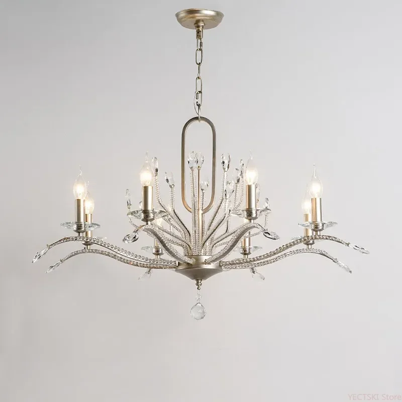

GHEUVNJ American living room dining room lamp, French light luxury lamps, creative personality bedroom crystal lamp