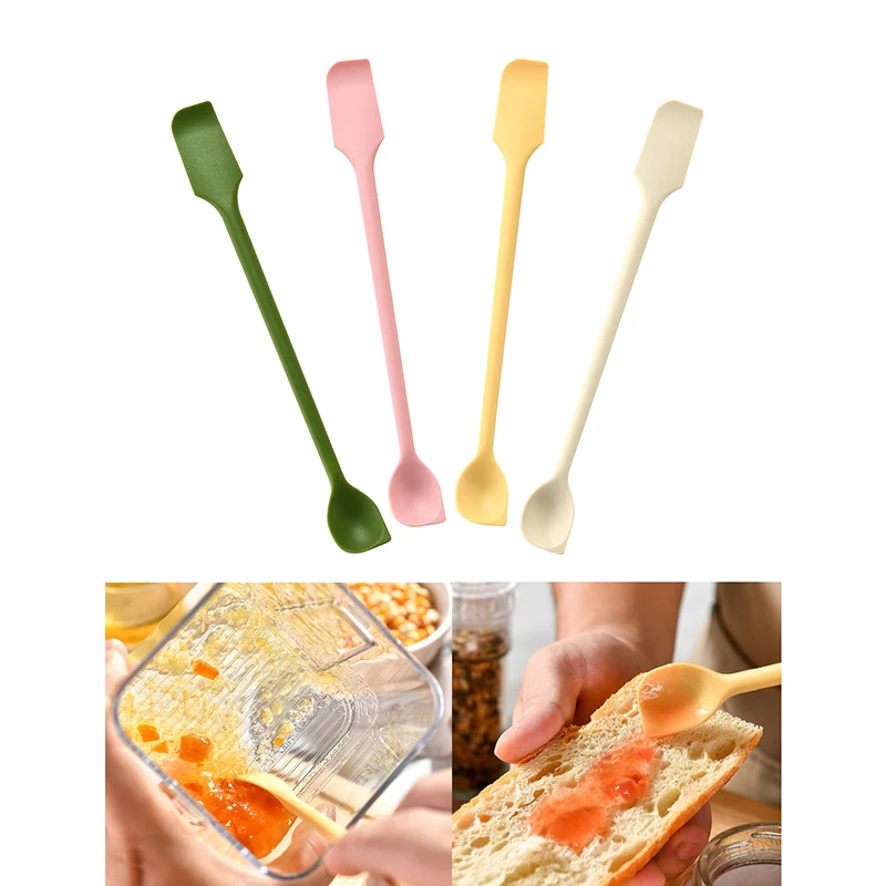 【Silicone Spatula Heat Resistant Long Handle Dual Ended Scraper With Spoon Jam Spatulas Kitchen Gadget Kitchen Accessories】