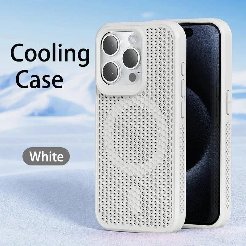 Cooling Heat Dissipation Magnetic Phone Case For iPhone 18 17 16 15 14 13 12 11 Pro Max Breathable Hard Back Cover For Magsafe
