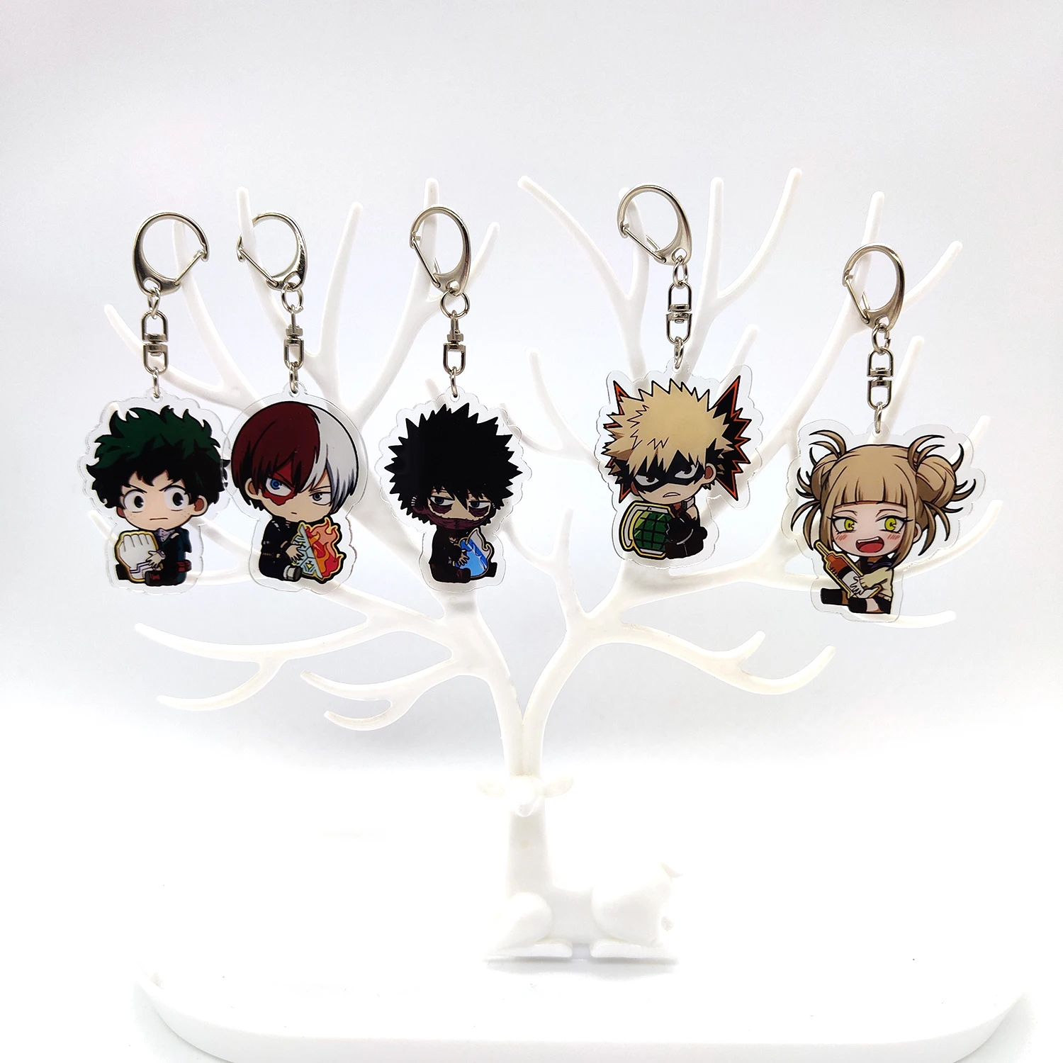 Anime herói acrílico Keychain, acessórios pingente transparente, presente bonito dos desenhos animados, Izuku Bakugo Katsuki