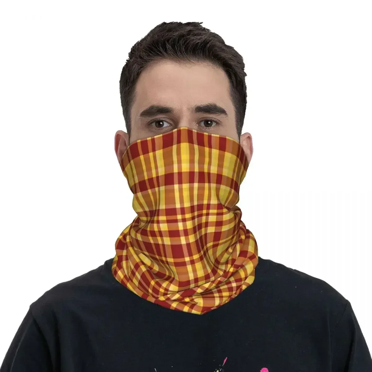 Dunkelrot und gold karierte Bandana Hals abdeckung bedruckte Maske Schal warme Sturmhaube Radfahren Unisex Erwachsenen Winter