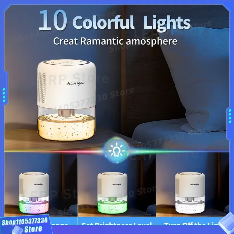 1300ml Smart Dehumidifier with Timer and Color Light for Bedroom Small Space Humid Weather Healthy Life Compact Design Small