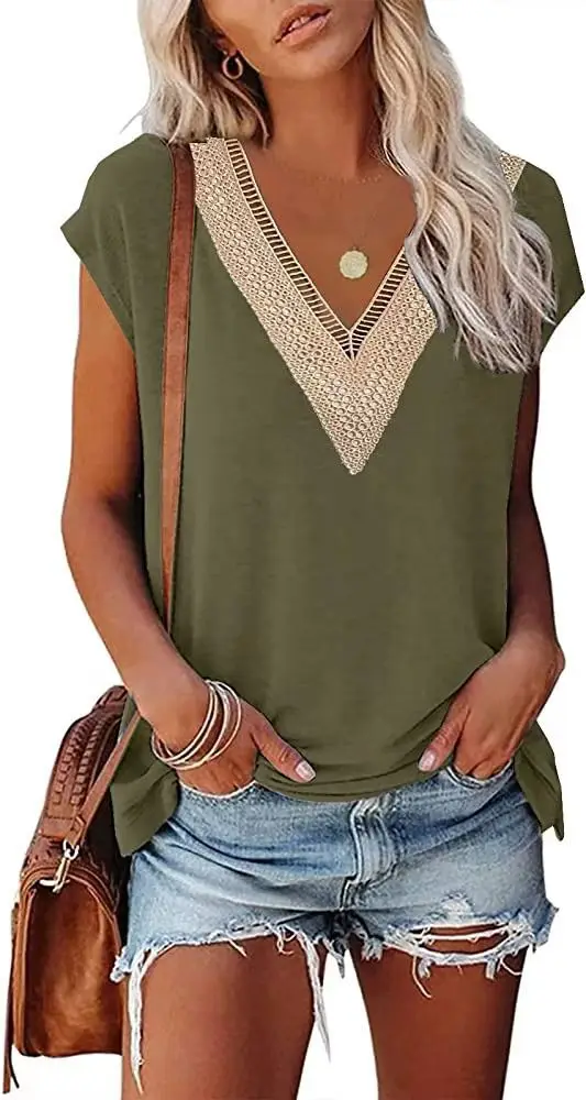 

Fashion V-neck Lace Patchwork Women Tops And Blouses 2026 Summer White Casual Sleeveless Tank Top Femme Blusas Femininas