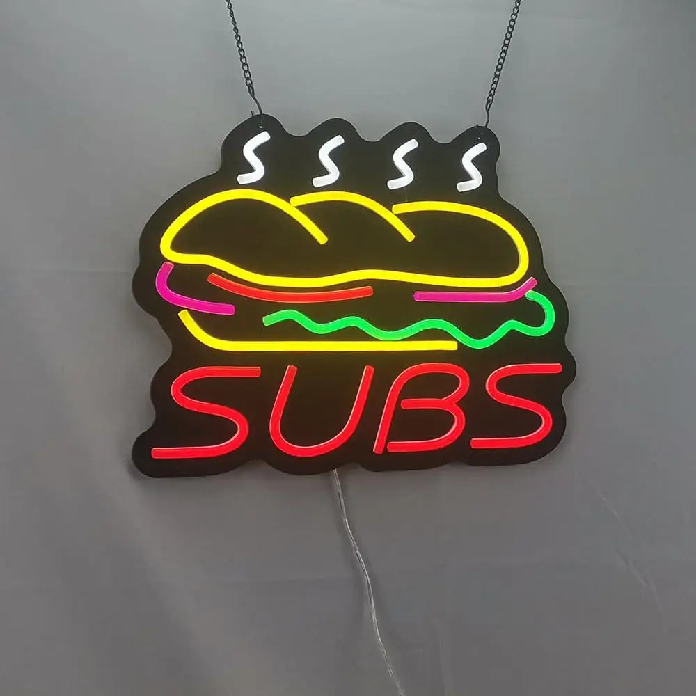 Subs Sandwiches Neon Sign USB Dimmable LED Lights For Deli Food Restaurant Shop Cafe Store Wall Hanging Decor Storefront Sign