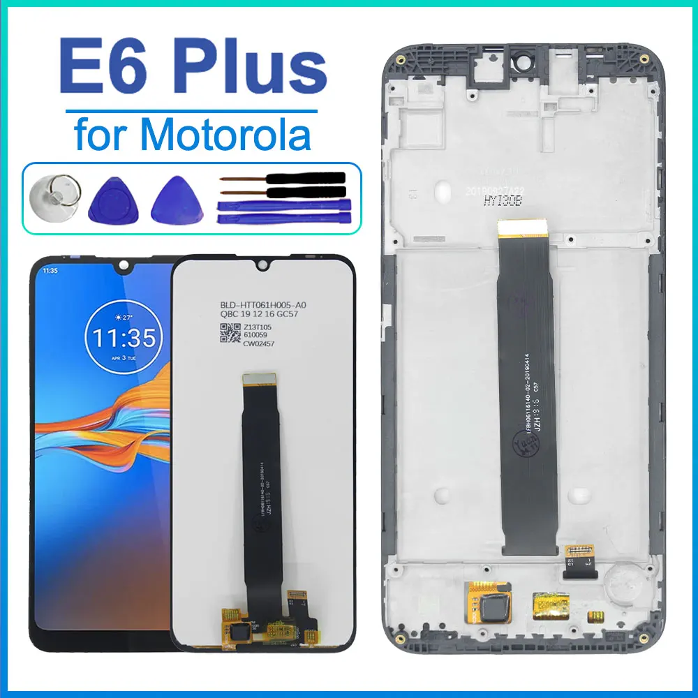 Pantalla LCD de 6.1'' para Motorola Moto E6 Plus, Pantalla Táctil Digitalizadora con Marco para Teléfono Moto E6 Plus XT2025