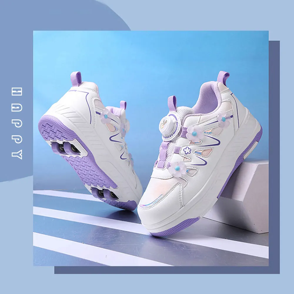 Girls Roller Skates Sneakers Children's Casual Sports Shoes for Kids Outdoor Training Walking Roller Skating Sports Shoe Gifts