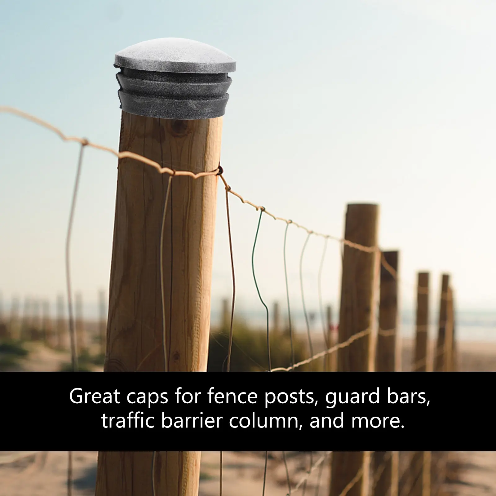 

4Pcs Reflective Post Caps Rubber Fence Post Covers Smooth Edge Protective Caps for Outdoor Traffic Barrier