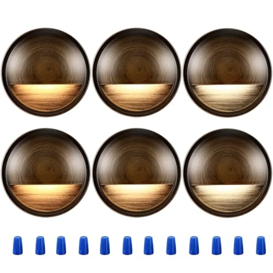 

[6 Pack] 3CCT Low Voltage LED Deck Lights Outdoor2700K/3500K/5000K Selectable Landscape Step Stair Railing Fence Light Wired 3W