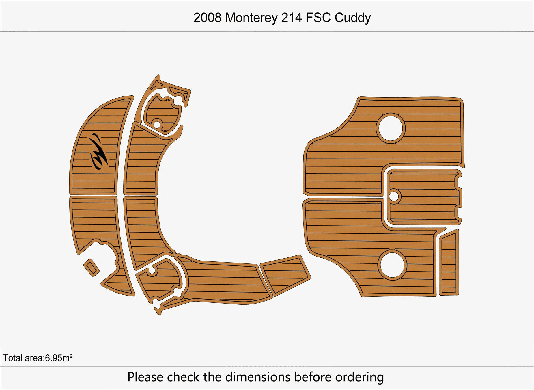 Non-Slip EVA Faux Teak Marine Mat Self-Adhesive 6mm Yacht Cockpit Pad for 2008 Monterey 214 FSC Cuddy Boat Decking Easy Install