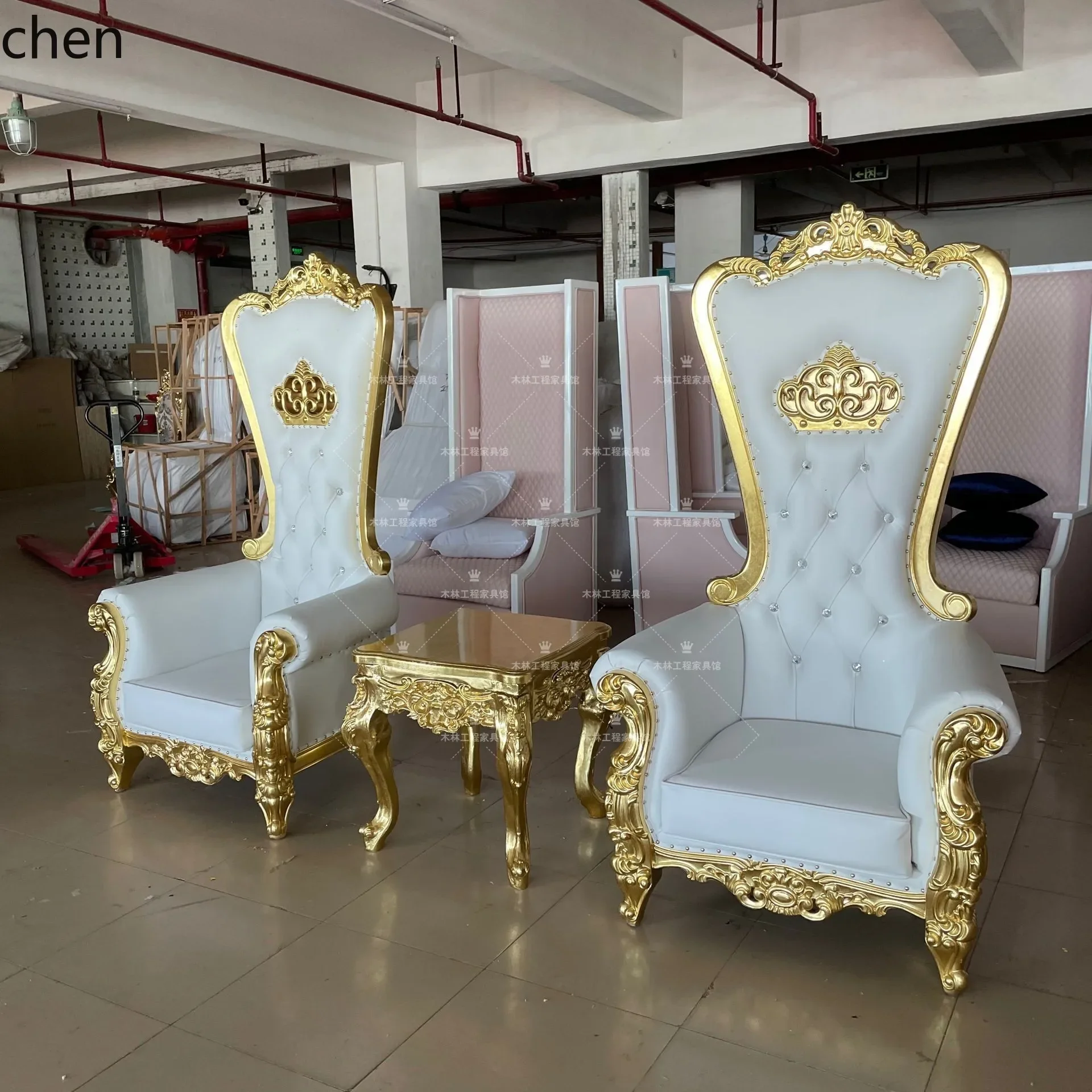 neoclassical high back chair lobby hotel image chair decoration gold foil luxury high back sofa chair