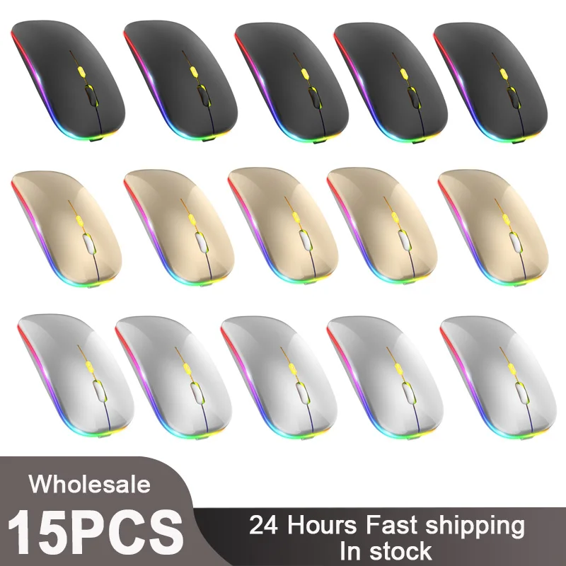 Mouse Bluetooth Wireless LED Dual Mode Mouse portatile sottile silenzioso ricaricabile Mouse portatile Dual Mode 15 pezzi