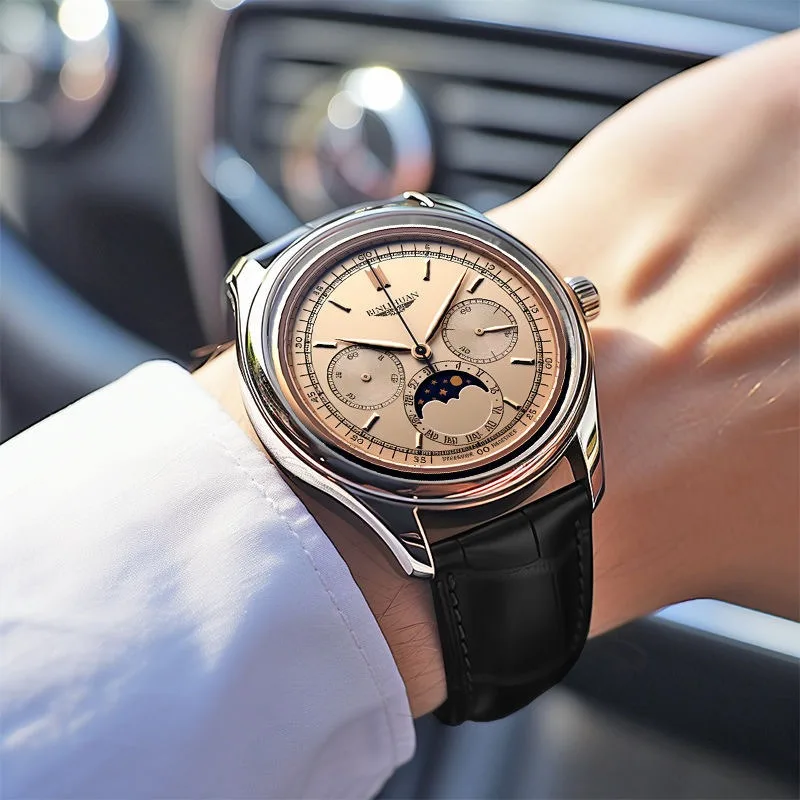 ساعة رجال الأعمال كاجوال من الجلد كوارتز تناظرية ساعة يد هدية عيد ميلاد ديكور يومي