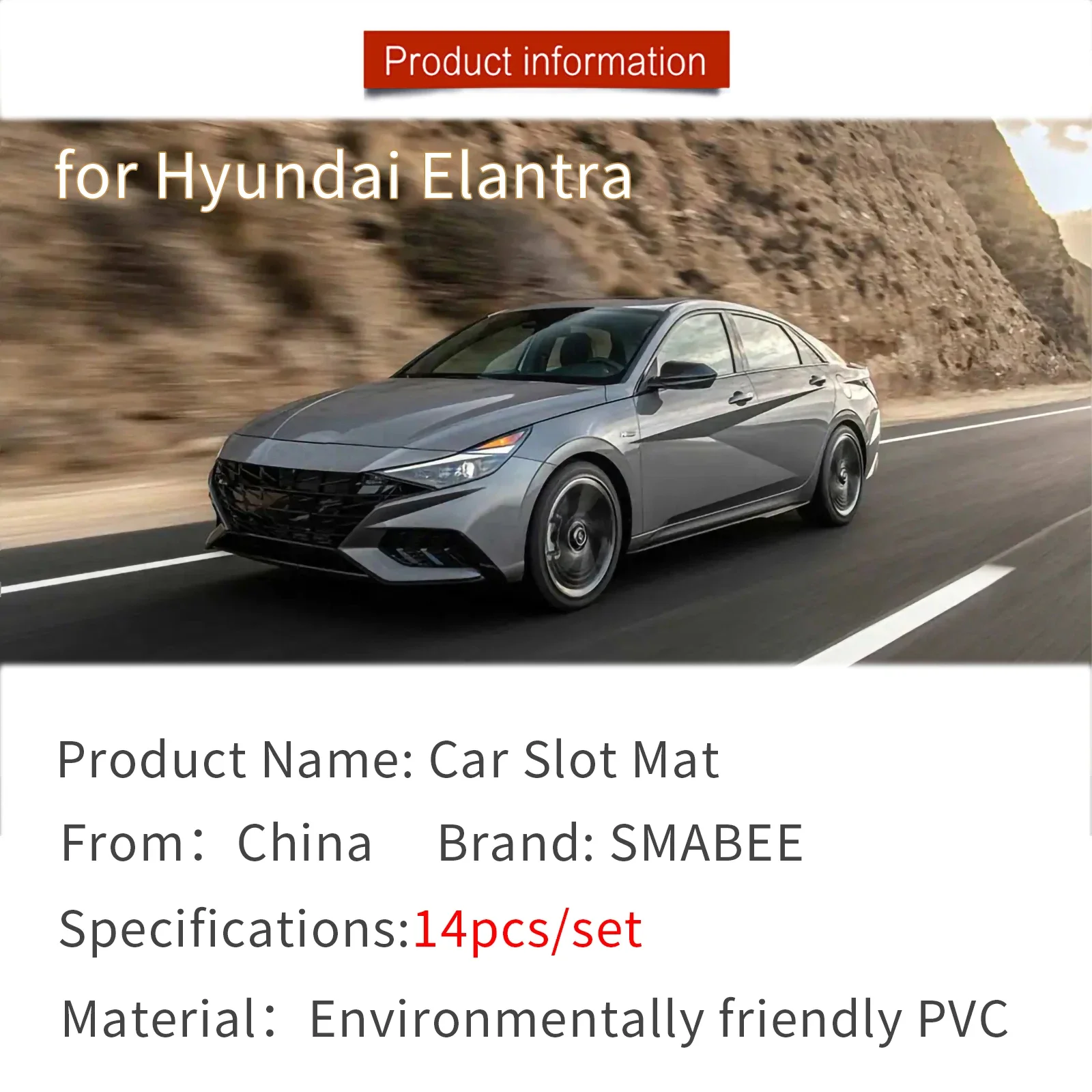 for Hyundai Elantra AVANTE 2021 2022 N Sports Style Gate Slot Cup Mat Non-Slip Door Pad Interior Accessories 14pcs/set