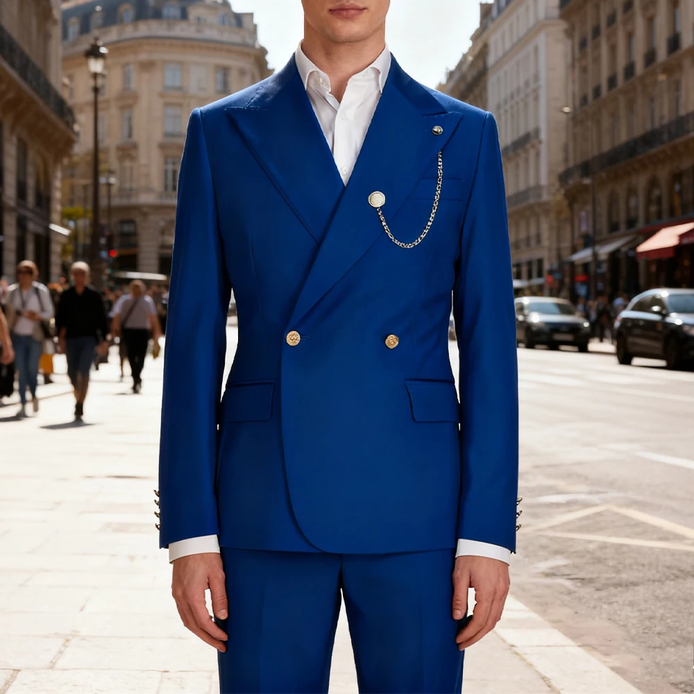 

Lapel Men's Suits Slim Fit 2 Pieces Tuxedo Casual Business Single Breasted One Button Groomsmen For Wedding（Blazer+Pants)