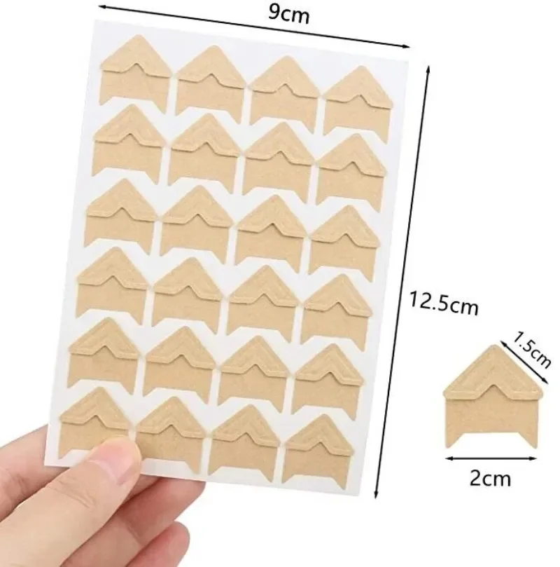 120/24PCS Photo Albums Corner Sticker Vintage Corner Kraft Paper Stickers Scrapbooking Picture Frames DIY Photo Album Decoration