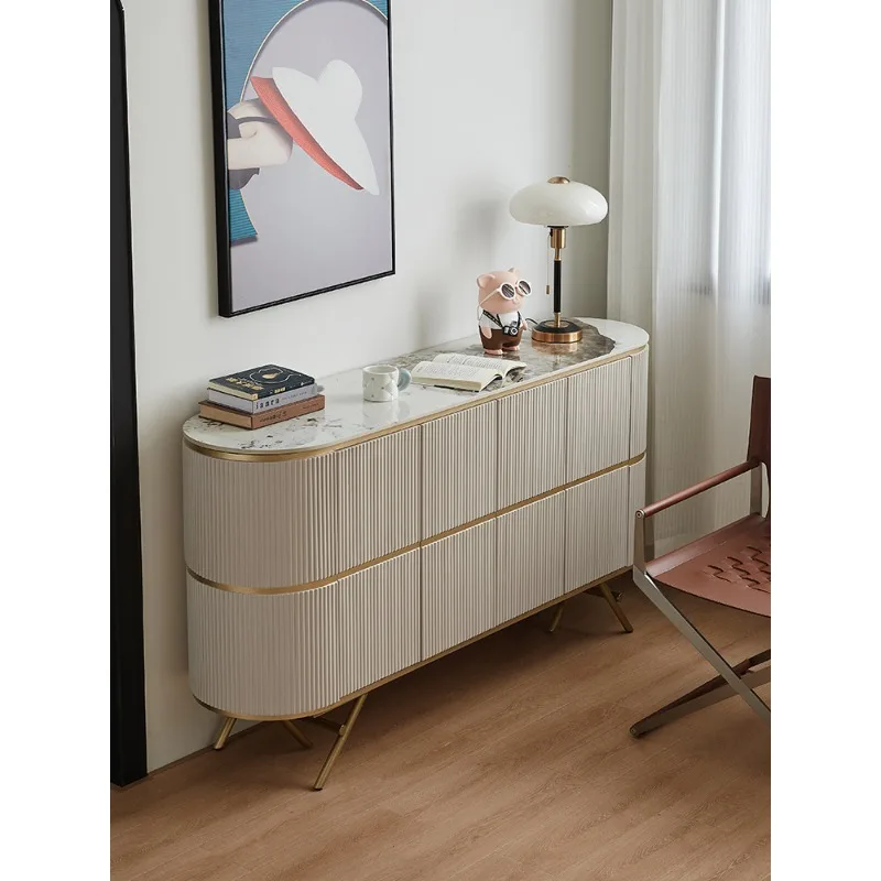 Light luxury dining side cabinet Italian rock slab secret cabinet Living room storage locker Simple modern foyer wall decorative