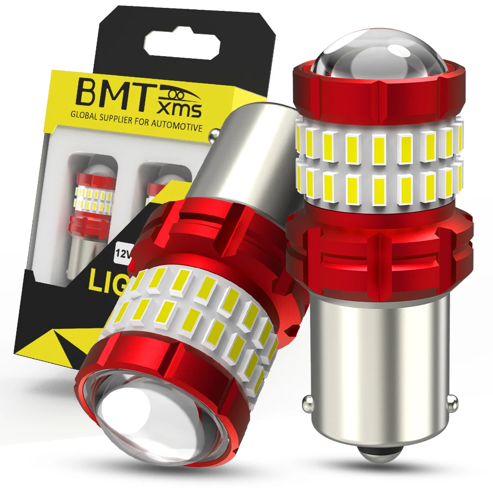 

BMTxms 2PCS 1156 LED Bulb BA15S P21W 7506 LED Canbus 6000K White Red DRL Car Brake Backup Reverse Light For Subaru SKODA Seat