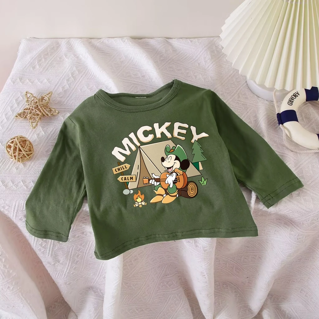الرضع الاطفال زي الجولة الرقبة طويلة الأكمام تي شيرت ميكي ميني الكرتون المطبوعة فضفاض تيز للبنين بنات متماسكة القمم ملابس أطفال #1