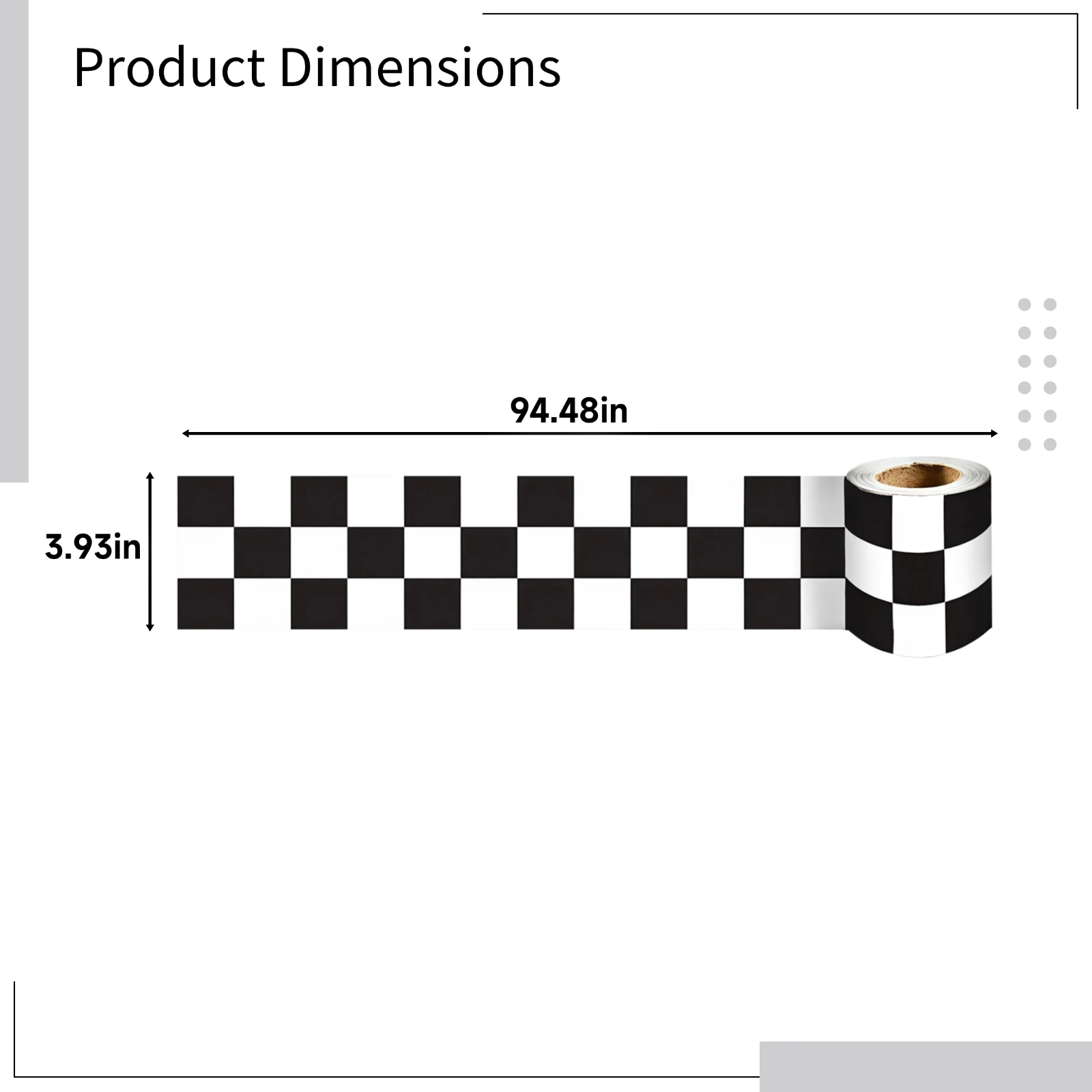 Checkered Wallpaper Border Black And White Design 94.5 Inches Long PVC Material Ideal For Bathroom Wall For Kitchen Car Interior