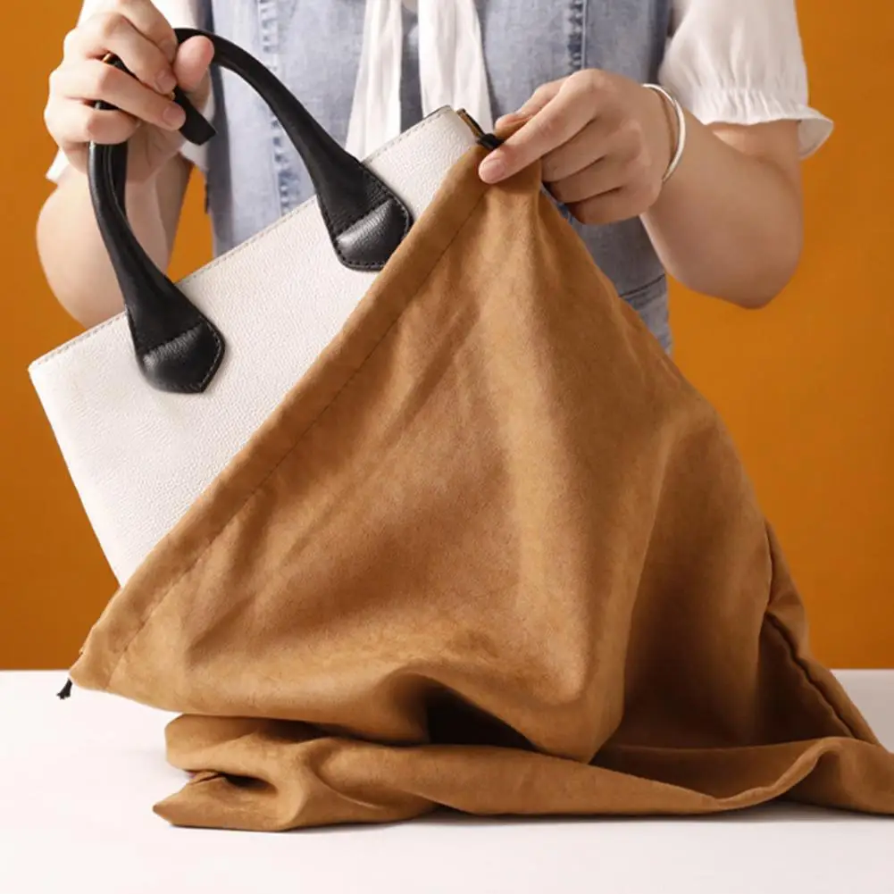 Suede Dust Cover Bag Drawstring Closure Soft Protective Pouch for Luxury Leather Totes Handbags Organizer Storage