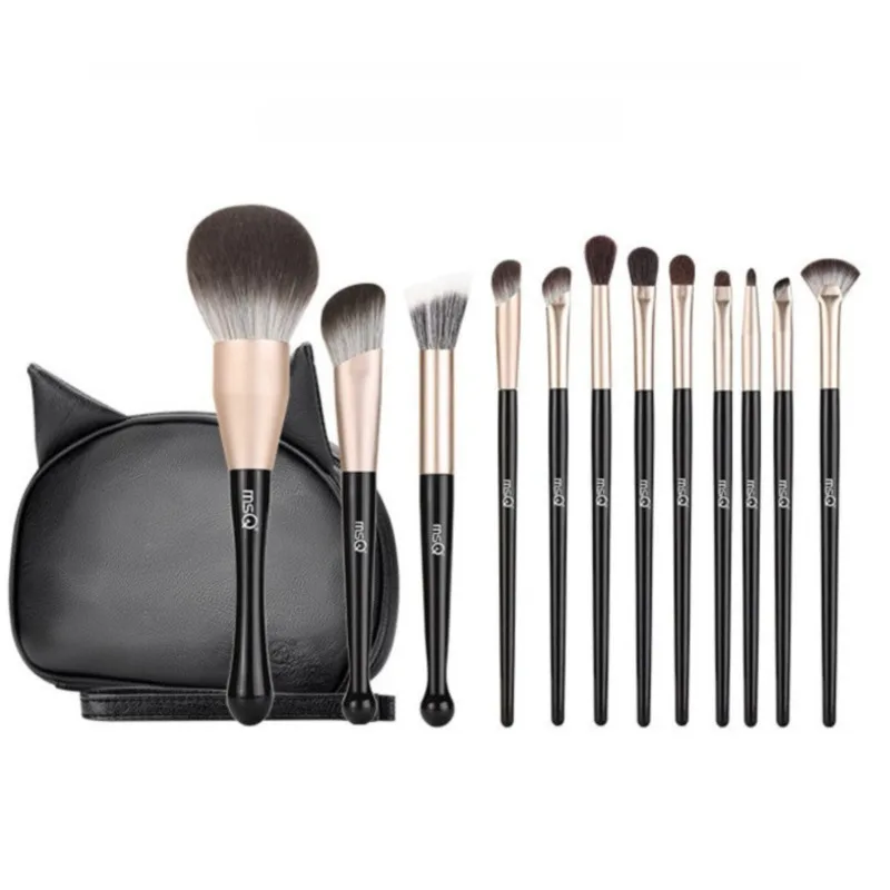 msq-msq-12-black-cat-animal-hair-makeup-brushes-tools-brush-set