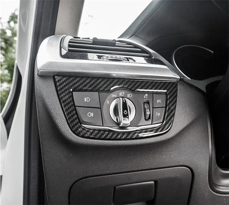 For 2018-2022 BMW X3 G01 X4 G02 Interior Dashboard Fog Head Light Switch Cover Trims Carbon Fiber