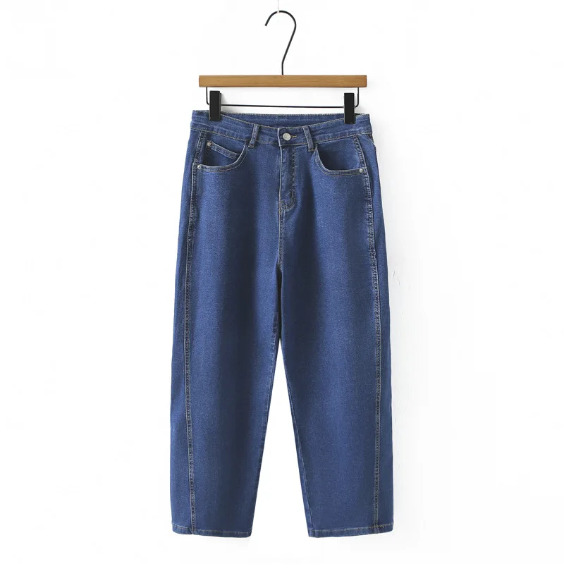 

2025 женские джинсы-шаровары больших размеров, летние новые стильные штаны до щиколотки, 100 кг, повседневные и простые джинсовые брюки 9016