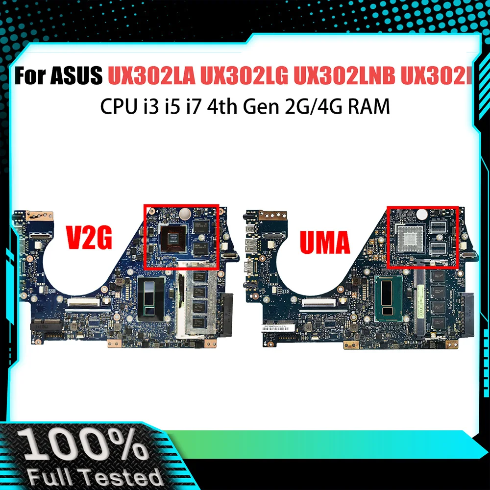 

UX302L Mainboard For ASUS UX302LA UX302LG UX302LNB UX302 Laptop Motherboard CPU i3 i5 i7 4th Gen 2GB/4GB RAM V2G