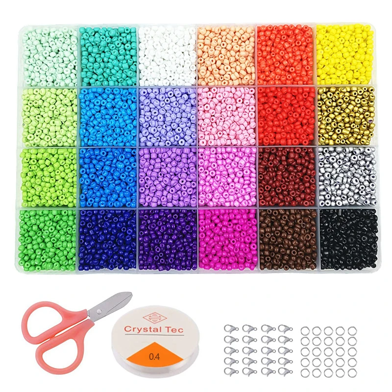 3mm Seed Bead Box Set For DIY Jewelry Making Candy Color Small Craft Beads Kit Bracelet Necklace Accessories Supplies Trendy New