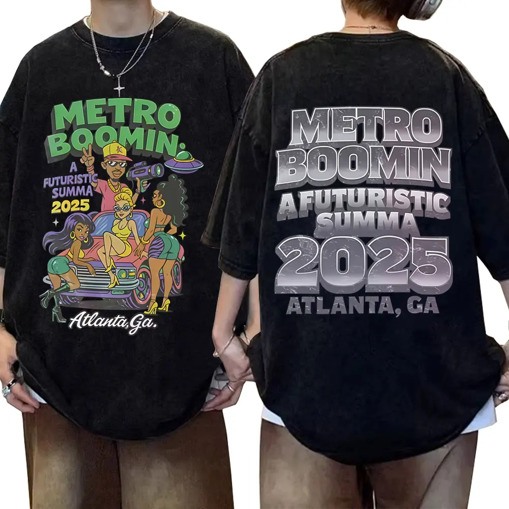 

Washed Vintage Rapper Metro Boomin A Futuristic Summa 2025 T Shirt Men Women Hip Hop Fashion Street Oversized Crewneck T-shirts