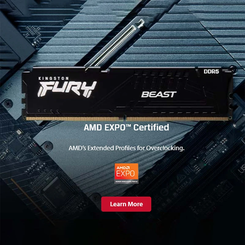 Pamięć Kingston Fury Beast DDR5 16 GB 8 GB 4800 5200 5600 MHz do komputerów stacjonarnych AMD Intel, pamięć RAM do płyt głównych, moduł pamięci 288 PIN — zdjęcie produktu 2