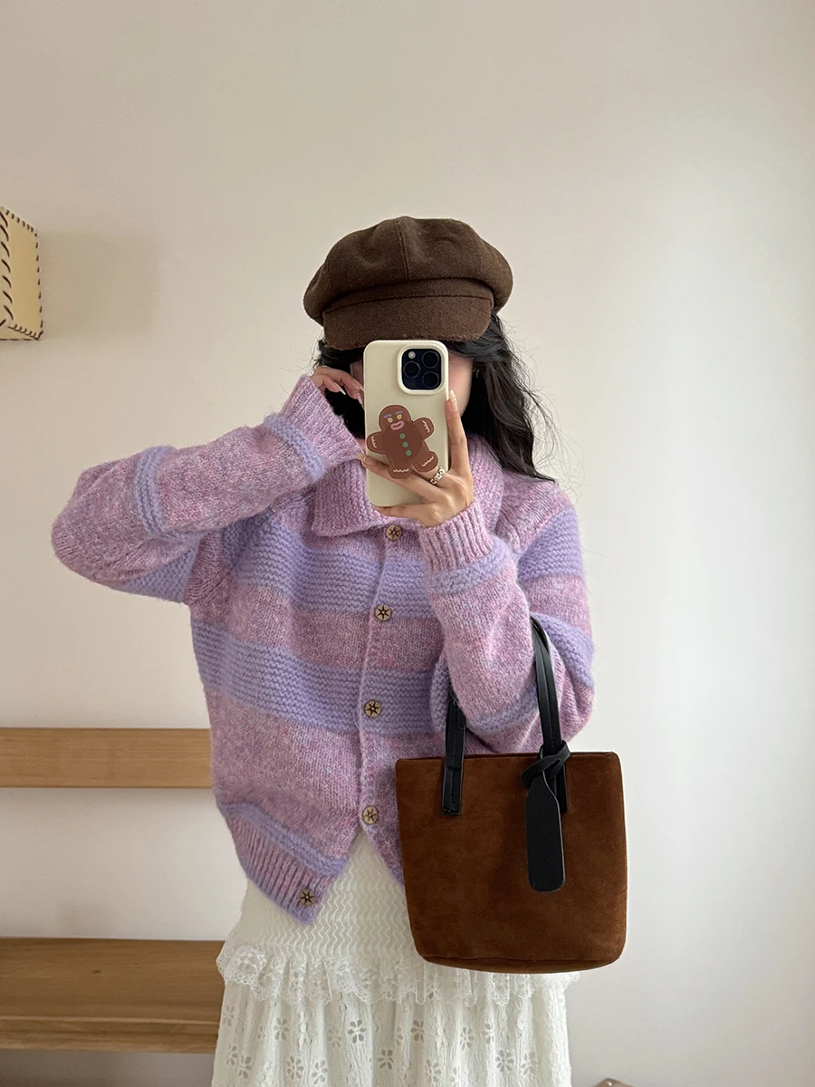 

Uniko Korean Sle Knitted Sweater Women's Autumn Winter Thiened Loose Cardigan Open Cardigan Outerwear Polyester Fiber