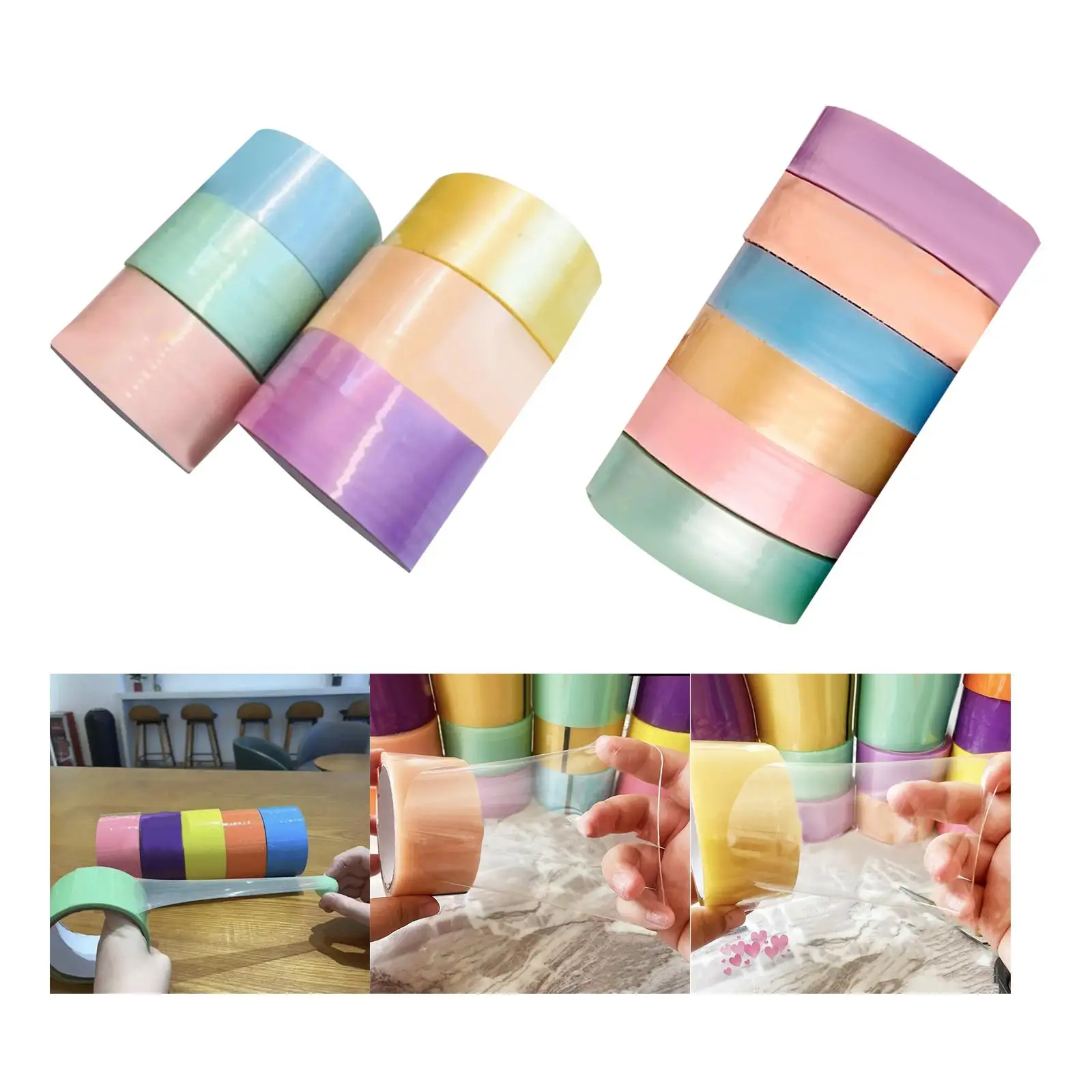 Mixed Color Sticky Ball Rolling Tape Creative Colored DIY Crafts Educational Decorative for Relaxing Gifts 3.6/4.8/7.2cm