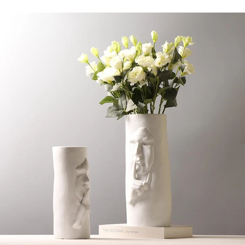 Abstract Human Face Flower Pots Decorative Silence Is Gold Ceramic Vase Potted Plants Desk Decoration Vases Modern Home Decor