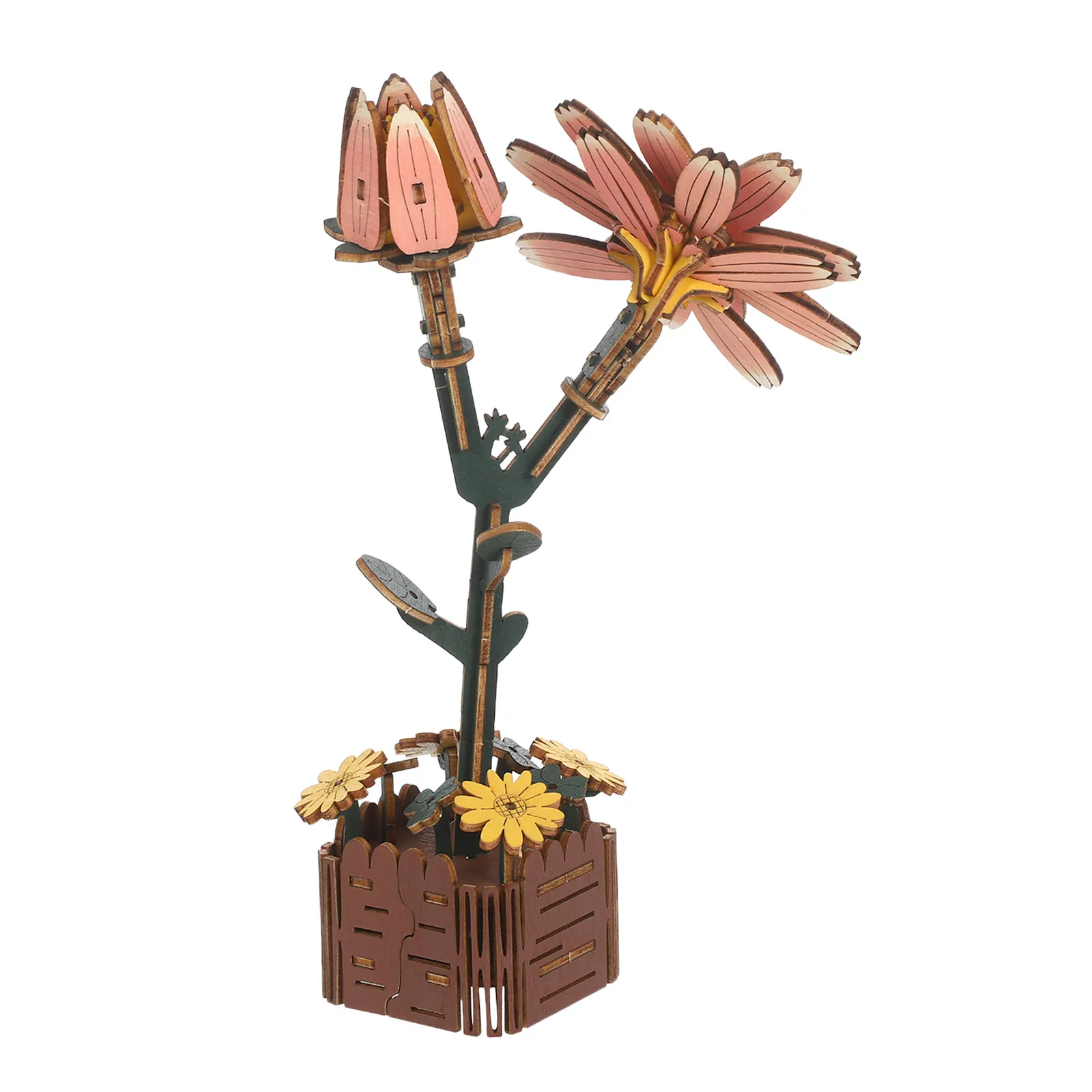 

Wooden Daisy Flower Puzzle Kit 3D Wooden Flower Jigsaw DIY Craft Home Decoration Bouquet Building Puzzle DIY Plant Craft Kit