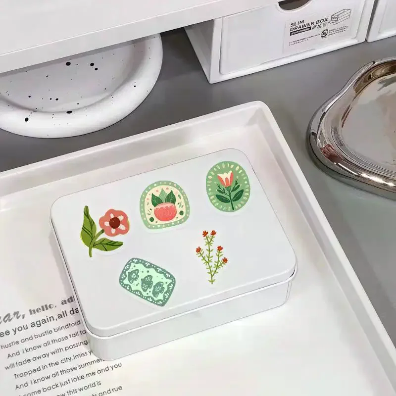 

50pcs/set Vintage Floral Plant Cartoon Stickers Aesthetic Waterproof Graffiti Diary Planner Retro Decoration Decals