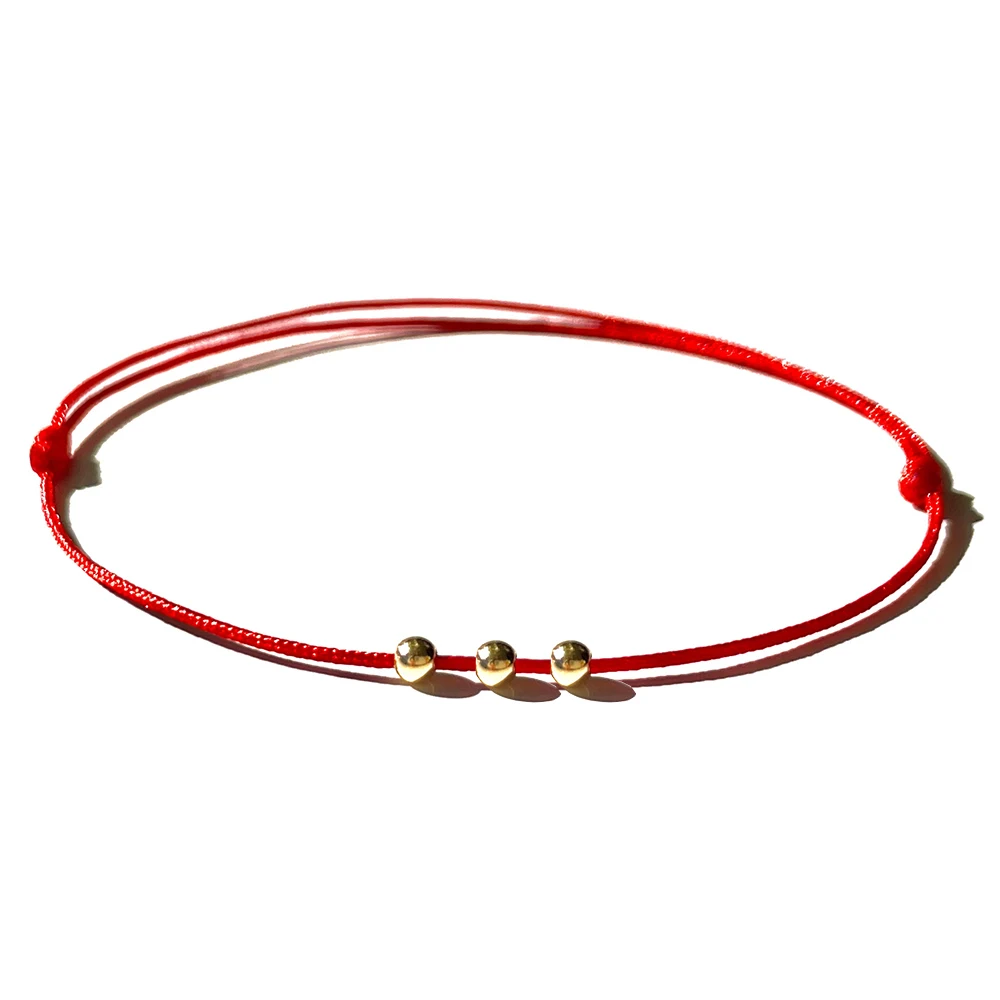 3 Beads Red String Bracelet Three Wish Bracelet Amulet Kabbalah Protection Bracelet Lucky Charm Couple Bracelet