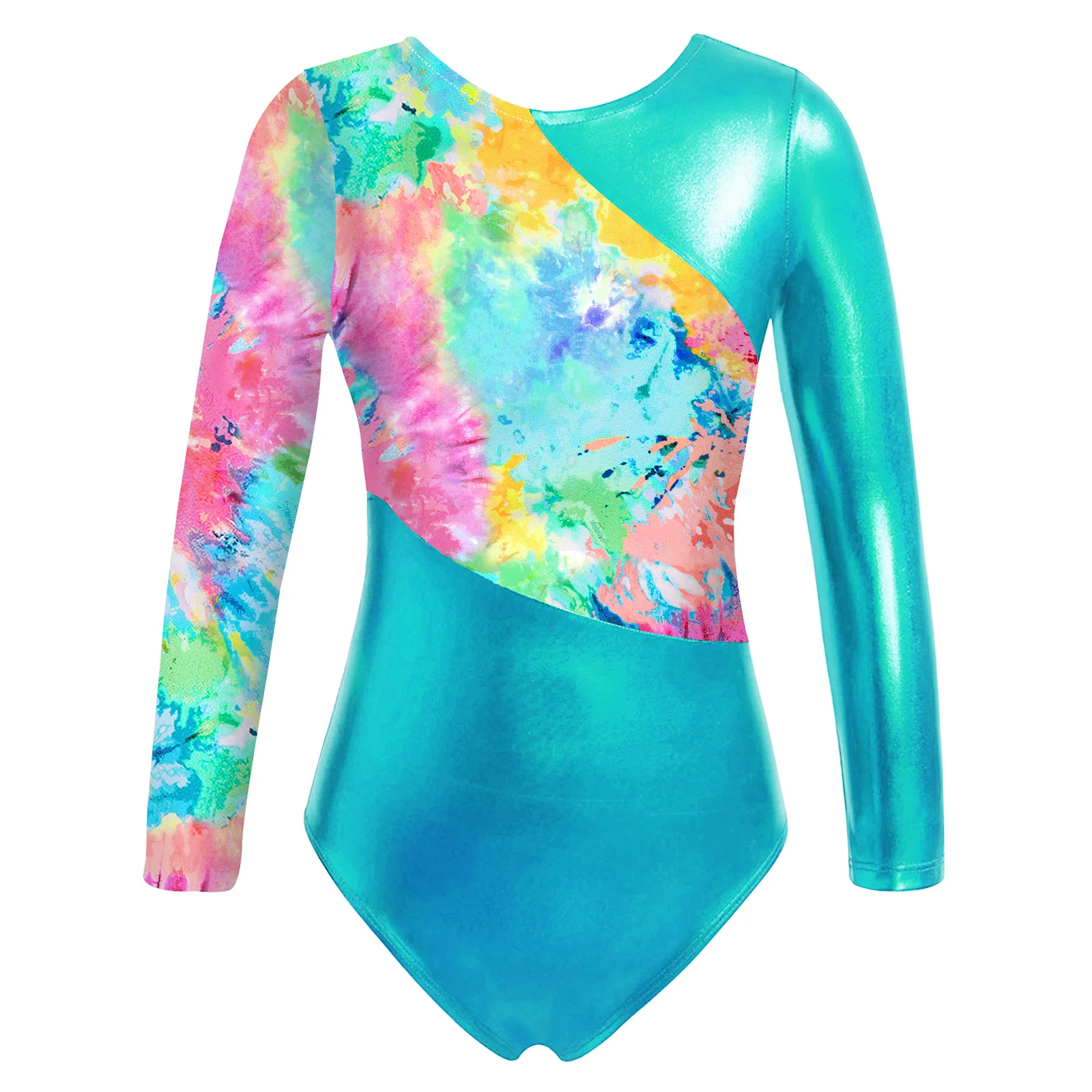 Gymnastics Leotard for GirlsMetallic Printed Long Sleeves Skating Jumpsuit  Kids Ballet Dance Leotard Children Ballerina Clothes