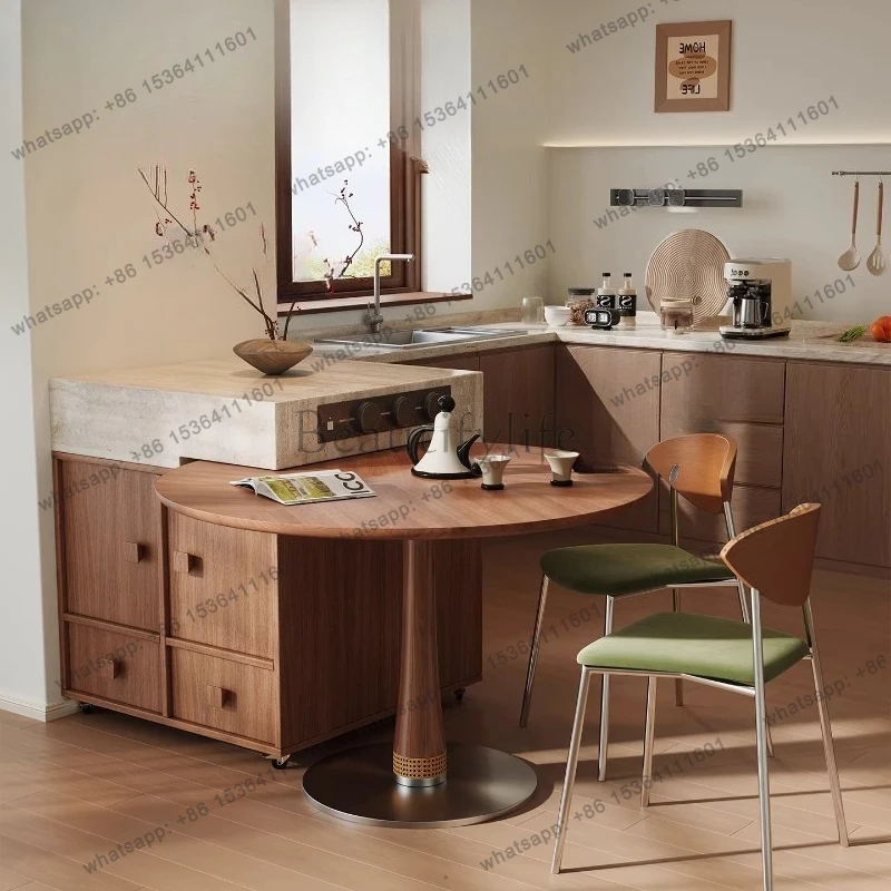 Medieval style island dining table integrated household small apartment side cabinet can be separated from high-end bar