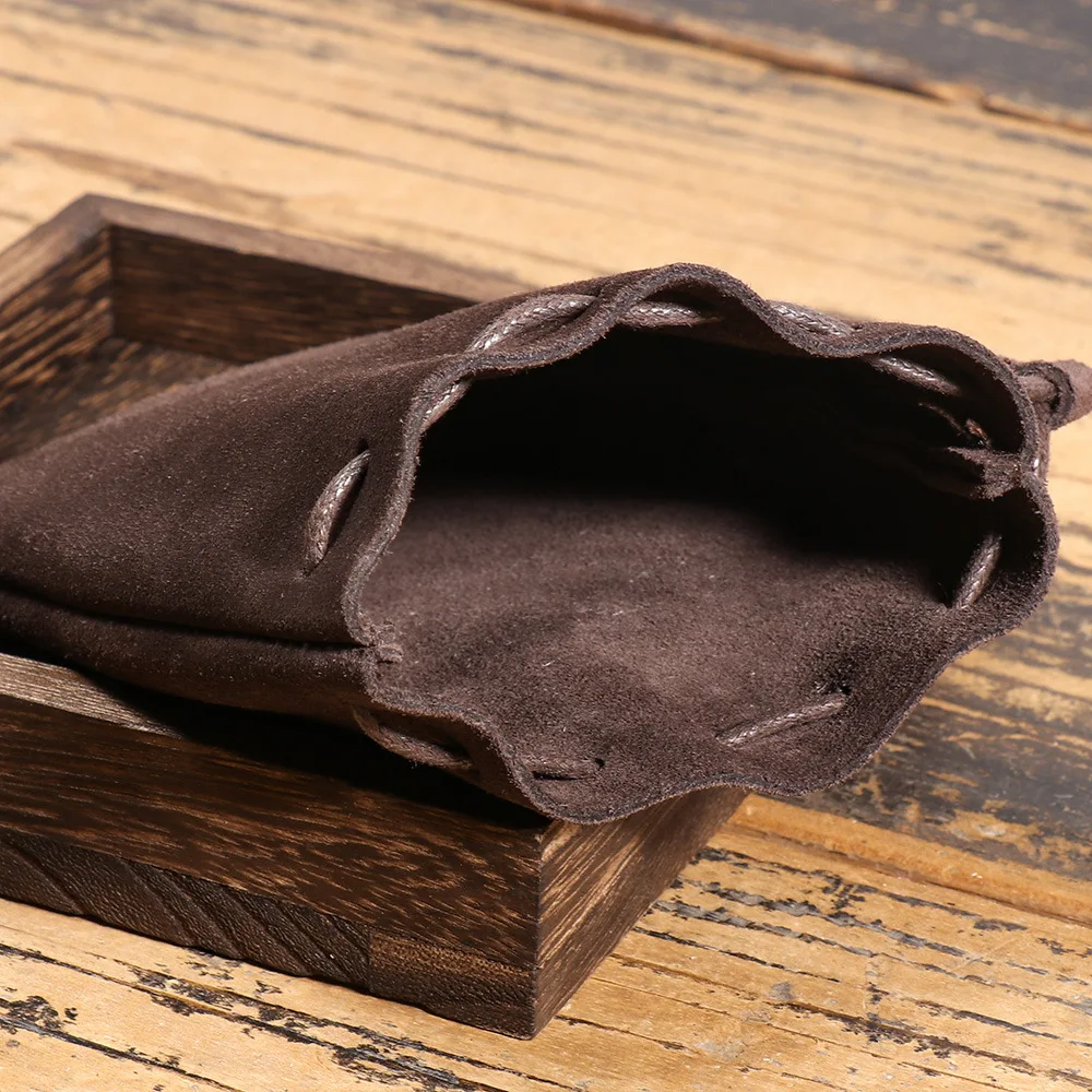 LUOKIR Herren-Geldbörse aus echtem Leder, schlicht, Vintage, kleine Kartentasche, Damen-Geldbörse aus Rindsleder, Schlüssel, Geld, Kordelzug, Aufbewahrungstaschen – Detail 10